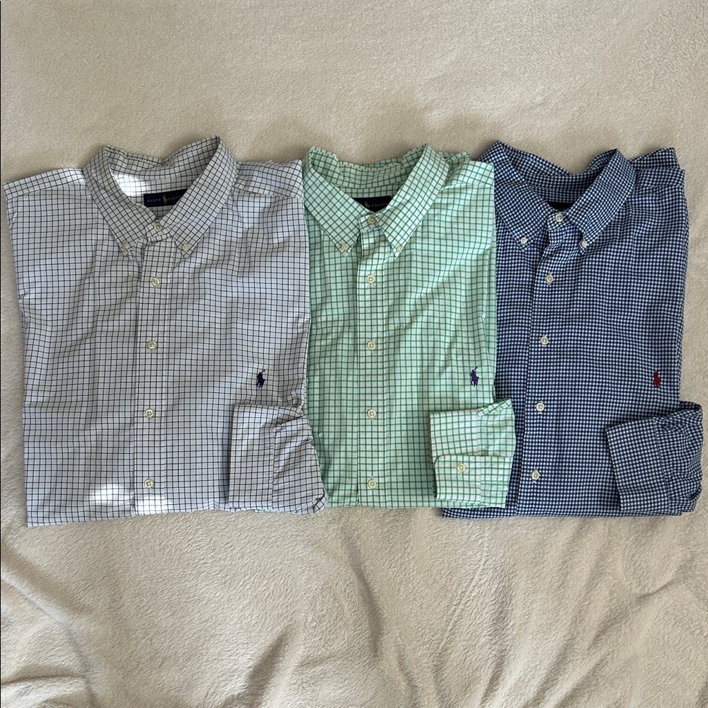 Ralph Lauren Men's Checkered Shirts - Blue, Green, White